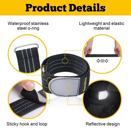 Neracking Ankle Straps, 2pcs Cowboy Boot Straps, Adjustable Elastic Boot Bands for Biking, Hiking, Fishing, Gardening, Military Uniforms Boot Wraps for Cowboy Boots, High Visibility Reflective (Black)