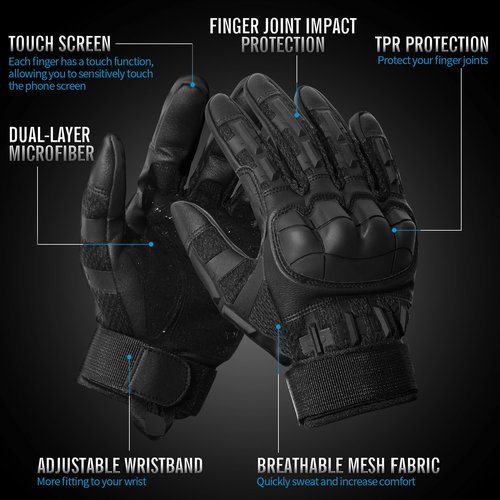 TWS Tactical Combat Gloves for Men Touch Screen Bike Riding Motorcycle Gear Airsoft Shooting Hunting Cycling Military Outdoor Black XL
