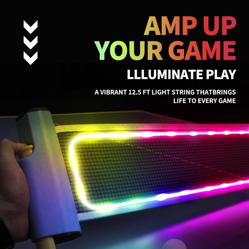 XGKHOM LED Ping Pong Net Light, Colorful Table Tennis Net Light with Remote Controlled for Enhanced Fun in Games, Ideal Gift for Ping Pong Players (Net Not Included)