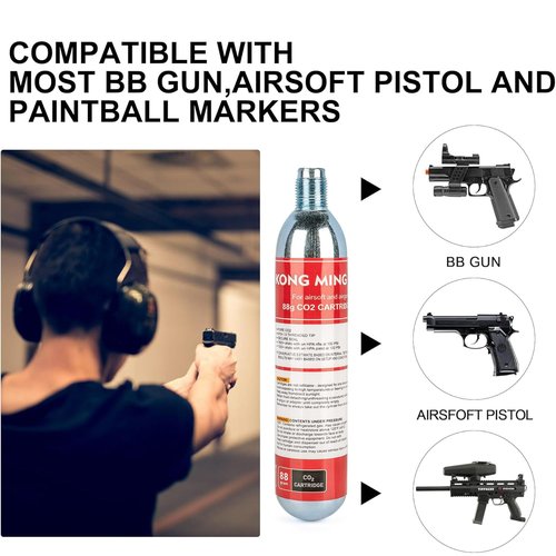 88 Gram CO2 Cartridges, M16 x 1.5 Threaded,High-Grade CO2 Cylinder CO2 Cartridges for Paintball Guns,Pellet Guns, BB Guns and Airsoft Guns (88g-2PCS)
