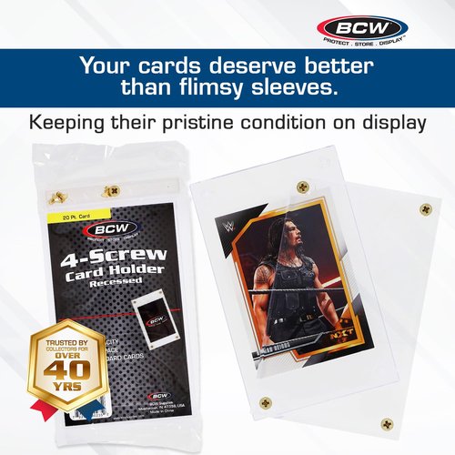 BCW 4-Screw Card Holder - 15ct | Recessed 20 Pt Trading Card Protector