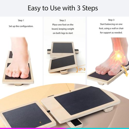 Ankle Balance Board & Foot Strengthener, Wood Wobble Board for Sprained Ankle Physical Therapy, Plantar Fasciitis Relief, Stability & Posture Training