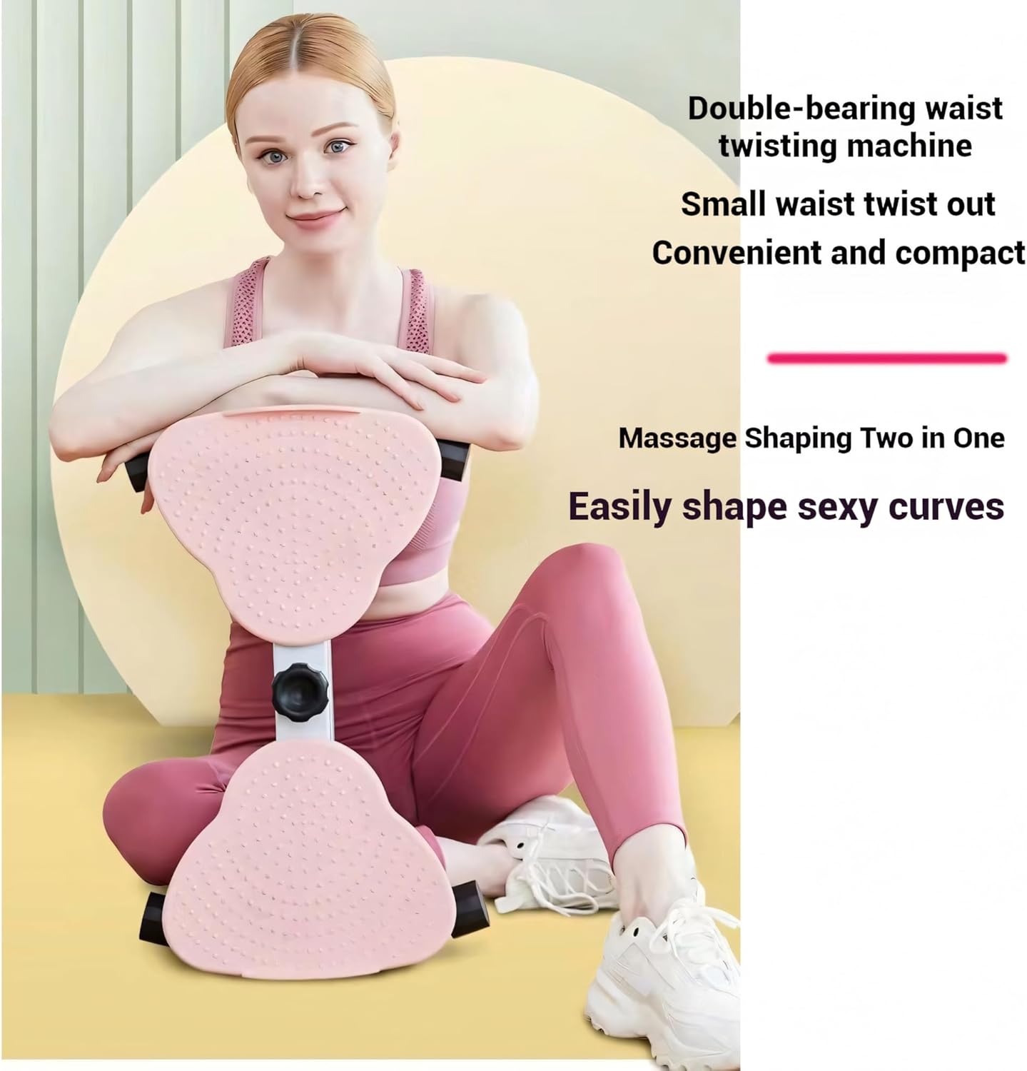 220 lbs Noiseless Anti-Slip Waist Twister Board - Ab Machine with Resistance Bands for Core Exercise & Slimming Waist, Home Gym Equipment Women & Men