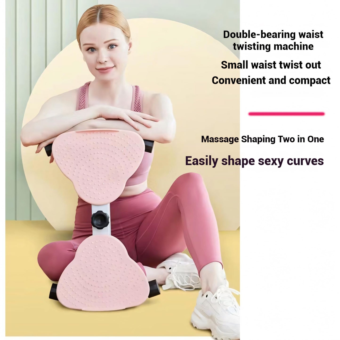 220 lbs Noiseless Anti-Slip Waist Twister Board - Ab Machine with Resistance Bands for Core Exercise & Slimming Waist, Home Gym Equipment Women & Men