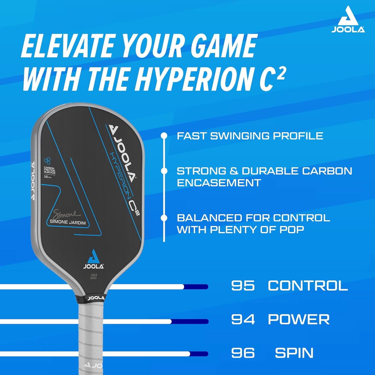 JOOLA Professional Pickleball Paddles – Charged Surface Technology for Power & Feel – Select Perseus or Hyperion Shape – Fully Encased Carbon Fiber – USAP Approved – Well Balanced w/Pop & Control