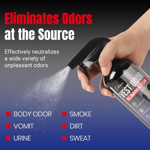 Calvana (2-Pack) 16.9 fl.oz Vest Odor Eliminator Spray, Vest Deodorizer for Security Services & Tactical Equipment, Residue-Free, Safe for All Fabrics, All-Day Freshness