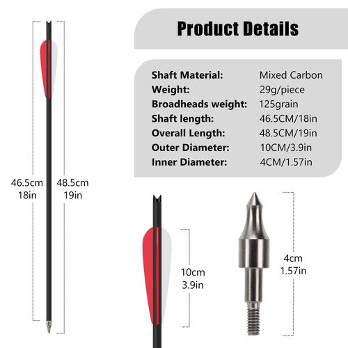 NorthSpoor 24Pcs 18 Inch Crossbow Bolt,Hunting Carbon Arrows for Outdoor Target Practice