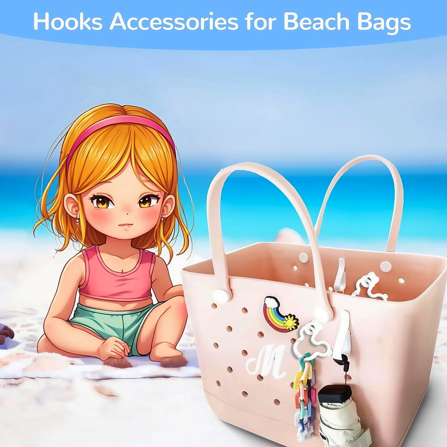 2Pcs Mouse Head Accessories Inserts Hooks for Bogg Bag Carabiner Keychain, Key Holder Charms Compatible with Bogg Bags (White 2pcs)