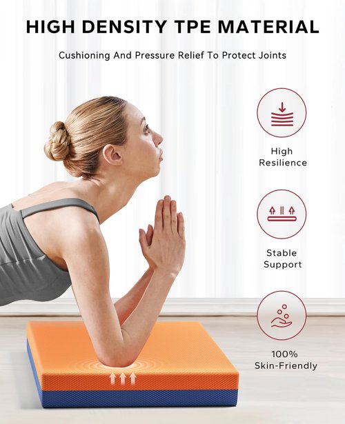 HAPBEAR Exercise Balance Pad - 15"x12" Non-Slip Textured Bottom Stability Training Mat - 2.4" Thick Soft Cushioned Foam for Physical Therapy, Core Training & Home Workouts