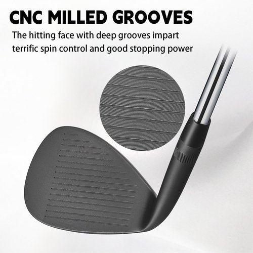 Forged Golf Wedge Set for Men or Individual 48/50/52/54/56/58/60 Degree Gap Wedge Sand Wedge Lob Wedge Right Hand,Milled Face for More Spin (60 Degree, Black,Right Handed)