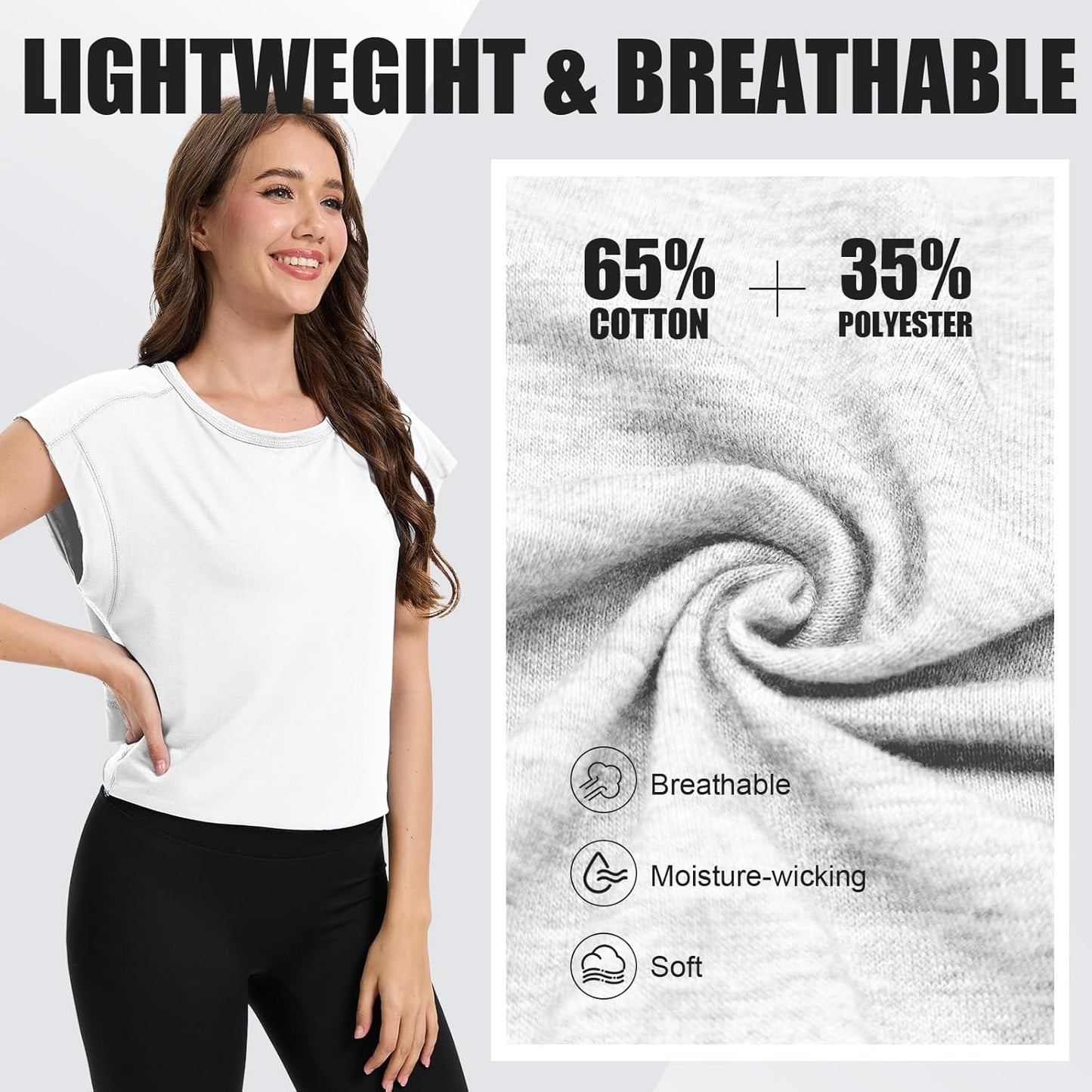 2 Pack Women's Open Back Workout Tops Short Sleeve Backless Athletic Shirts Loose Fit Crop Tops Running Gym Yoga Tee