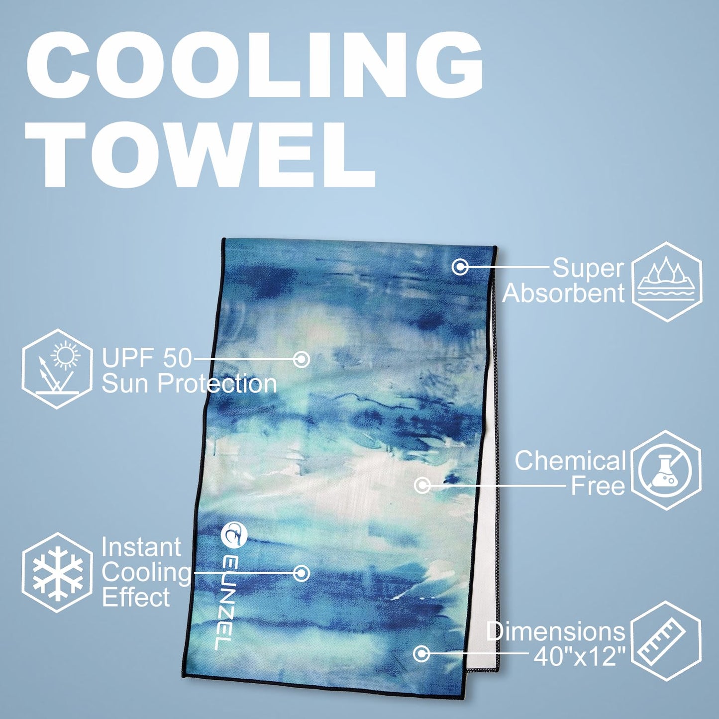 2 Pack Cooling Towel, Ice Towel for Neck, Soft Microfiber Chilly Towel Stay Cool for Sports, Yoga, Running, Gym, Workout, Biking, Camping & Outdoor Activities 40"x12", Sunset& Azure Wash