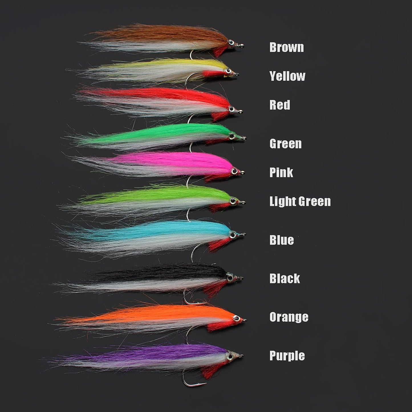 20 pcs 1/0 UV Colors High Carbon Hook Polar Fry Salmon Trout Sea Bass Steelhead Minnow Fly Fishing Flies Lure Set