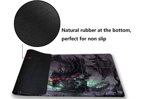 MTG Playmat, Game Play Mat for MTG TCG 24 x 14 inches Trading Card Inked Game Playmats with Storage Bag Smooth Rubber Surface Battle Game