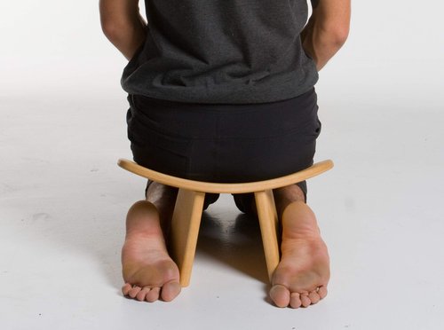 BLUECONY Meditation Bench IKUKO Basic, Preassembled Version, Wooden Kneeling Ergonomic Seiza - Solid Wood Natural, High Height (8" or 20 cm)