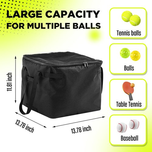 Aliceset Tennis Balls Hopper Tennis Ball Basket Picker Hopper Container with Side Pockets Lightweight Teaching Cart Bag for Picking and Storage Training Tool for Ball, Frame Not Included