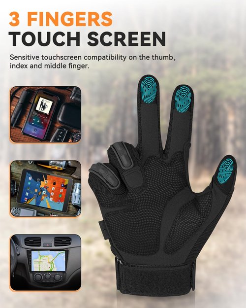 KUMGIM Tactical Gloves for Men Women, Motorcycle Gloves Touchscreen Airsoft Hunting Shooting Glove Black Tan for Outdoor Paintball Work Motorcycle Climbing Survival Training