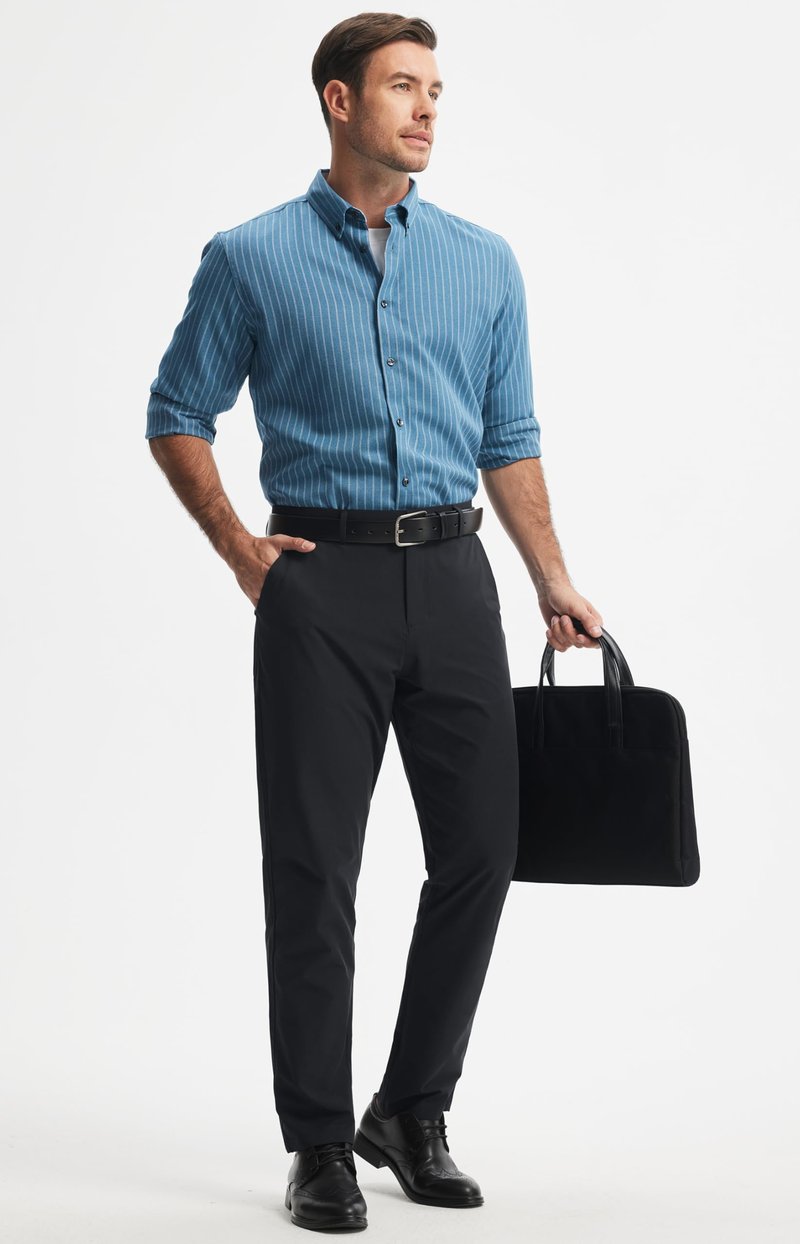 Libin Mens Golf Pants Stretch Work Dress Pants 30" Quick Dry Lightweight Business Casual Pant for Men Comfy Water Resistant, Black, 44W x 30L