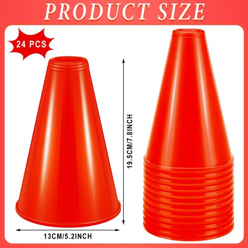 Woanger 24 Pieces Cheer Megaphone for Party Favors Sports Cheers Party Noisemaker Toys Plastic Megaphone for Party Sports Match Game Outdoor Activities (Red)