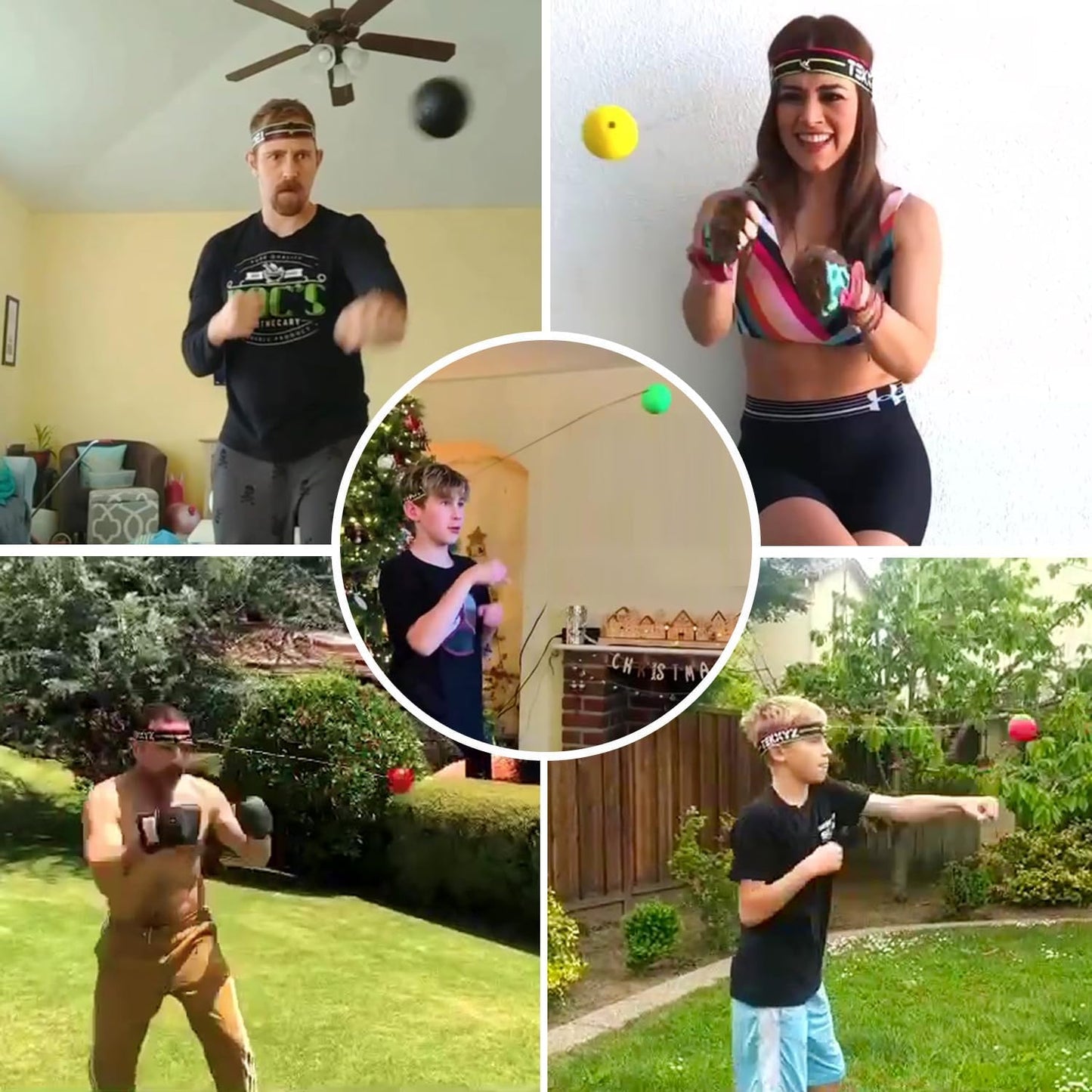 TEKXYZ® Classic Boxing Reflex Ball Family Pack with App - 4 Balls, 2 Bands