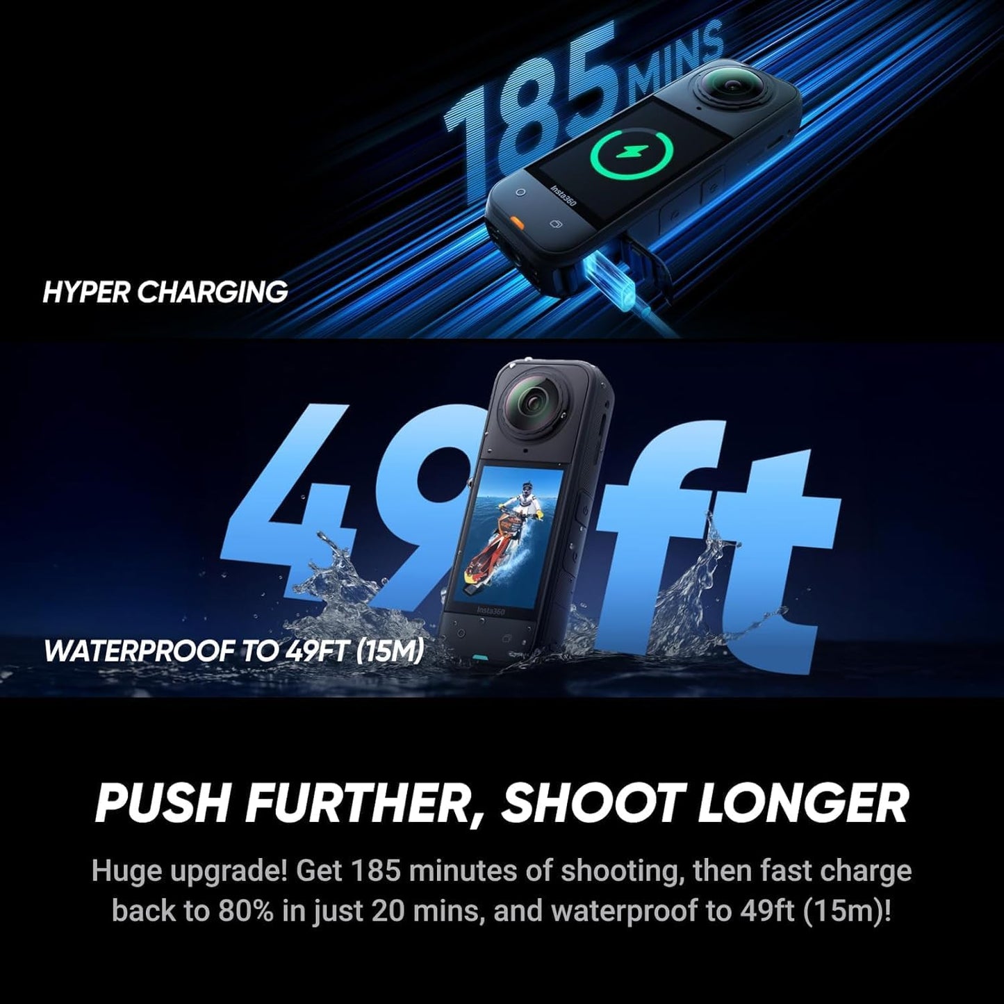 Insta360 X5 - Waterproof 360 Action Camera with 1/1.28" Sensors, 8K 360 HDR Video, 72MP Photo, 4K60fps Single-Lens, Enhanced Low Light Performance, User-Replaceable Upgraded Lenses, 2.5" Touchscreen
