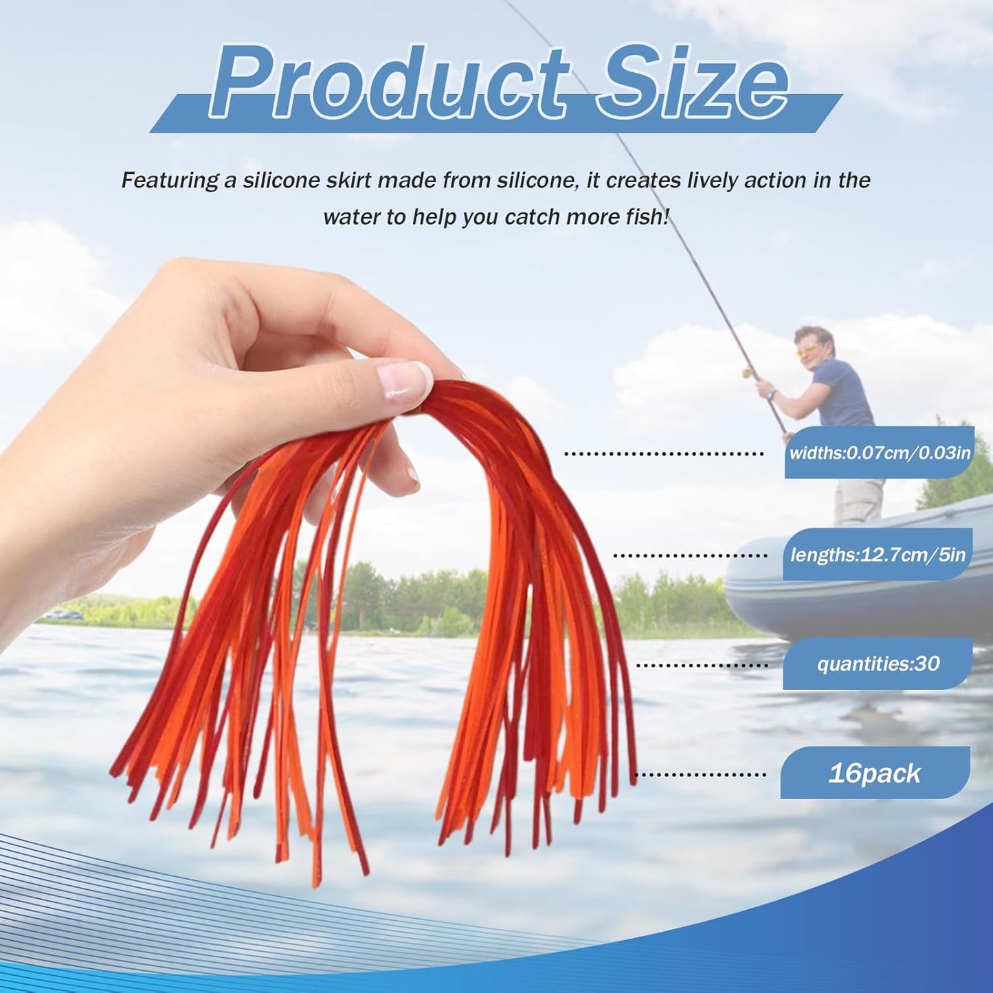 16 Pack Silicone Skirts for Fishing Lures, Jig Skirts for Bass Fishing, Jig Skirt Material, Rubber Legs Fly Tying, Spinner Bait Skirts for Bass Fishing