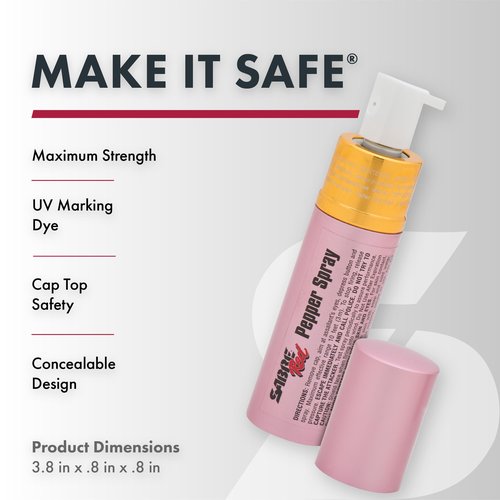 SABRE Lipstick Pepper Spray, Protect Against Multiple Threats with 12 Bursts, UV Marking Dye, The Most Discreet Pepper Spray Design, Pink
