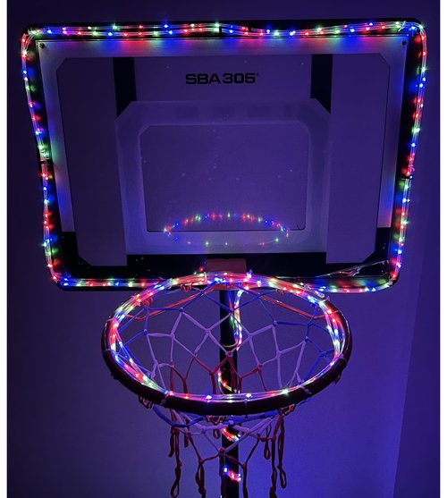 SCOTEEP LED Basketball Hoop Lights, 18ft LED Basketball Rim Light for Basketball Lovers Waterproof 8 Modes Multicolor for Playing at Night Outdoors