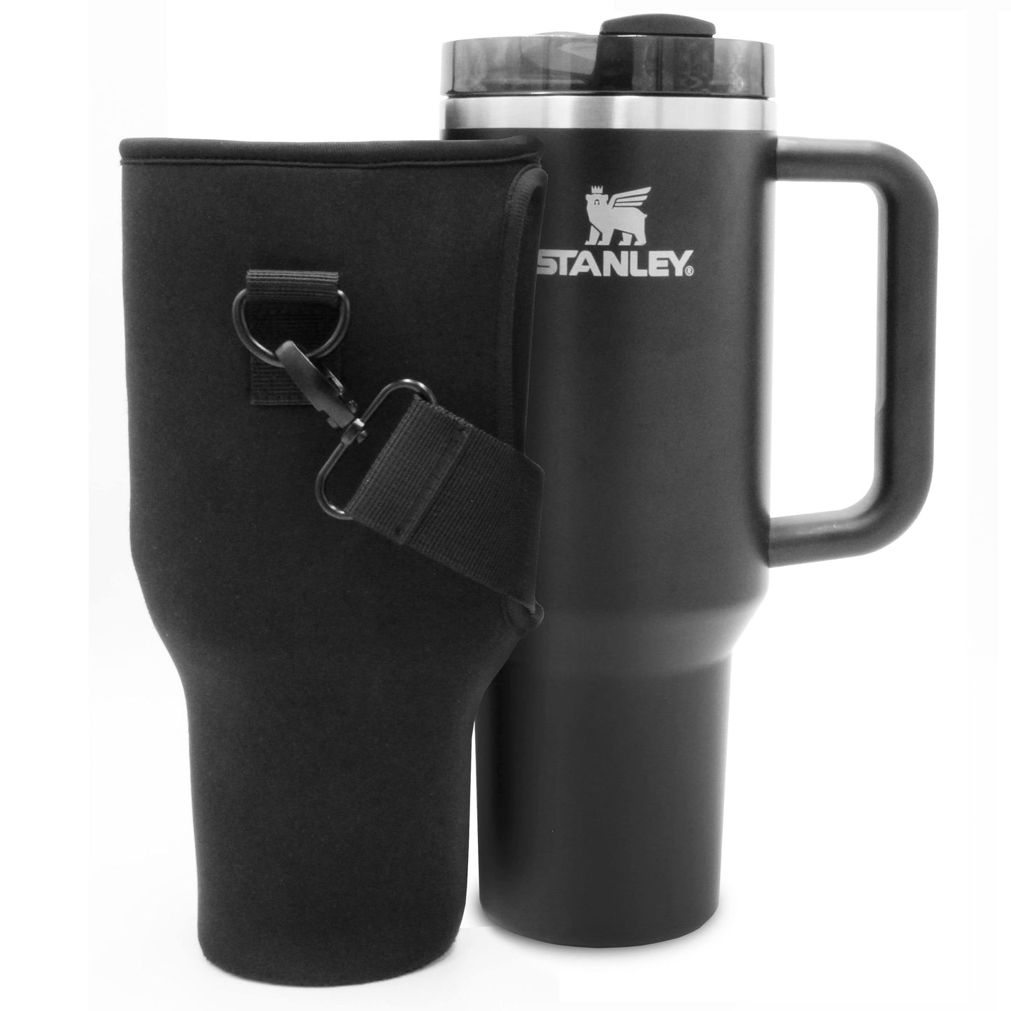 Fitted Sling Bag for Stanley 40 oz Tumbler with Handle, Protective Sleeve Replacement Cover with Shoulder Strap, 40oz Adventure Quencher Cup Accessories (Fits H2.0 FlowState with Straw Lid (Neoprene)