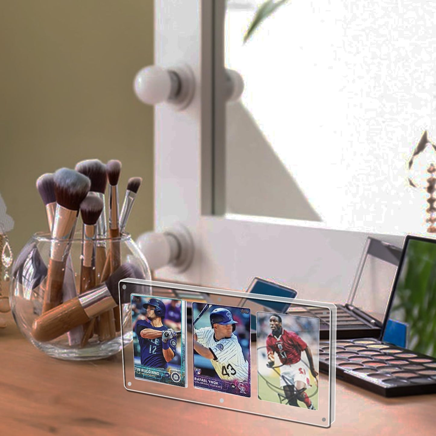 2Pack Card Display Case 35PT Acrylic TCG Triple Cards Frames One-Touch-Open Magnetic Card Display, Clear Card Stands for Standard Cards ComicCards Sports Cards Baseball Cards