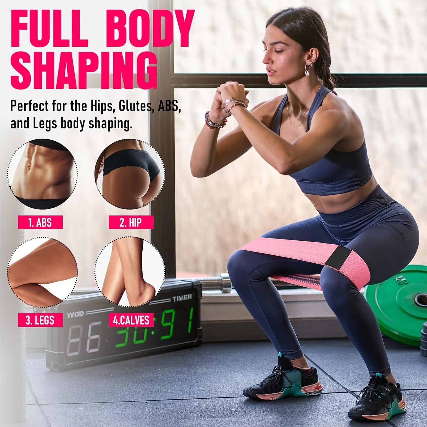 2PCS Yoga resistance band fitness equipment suitable for both men and women, hip strength training and stretching hip-raising ring, Green
