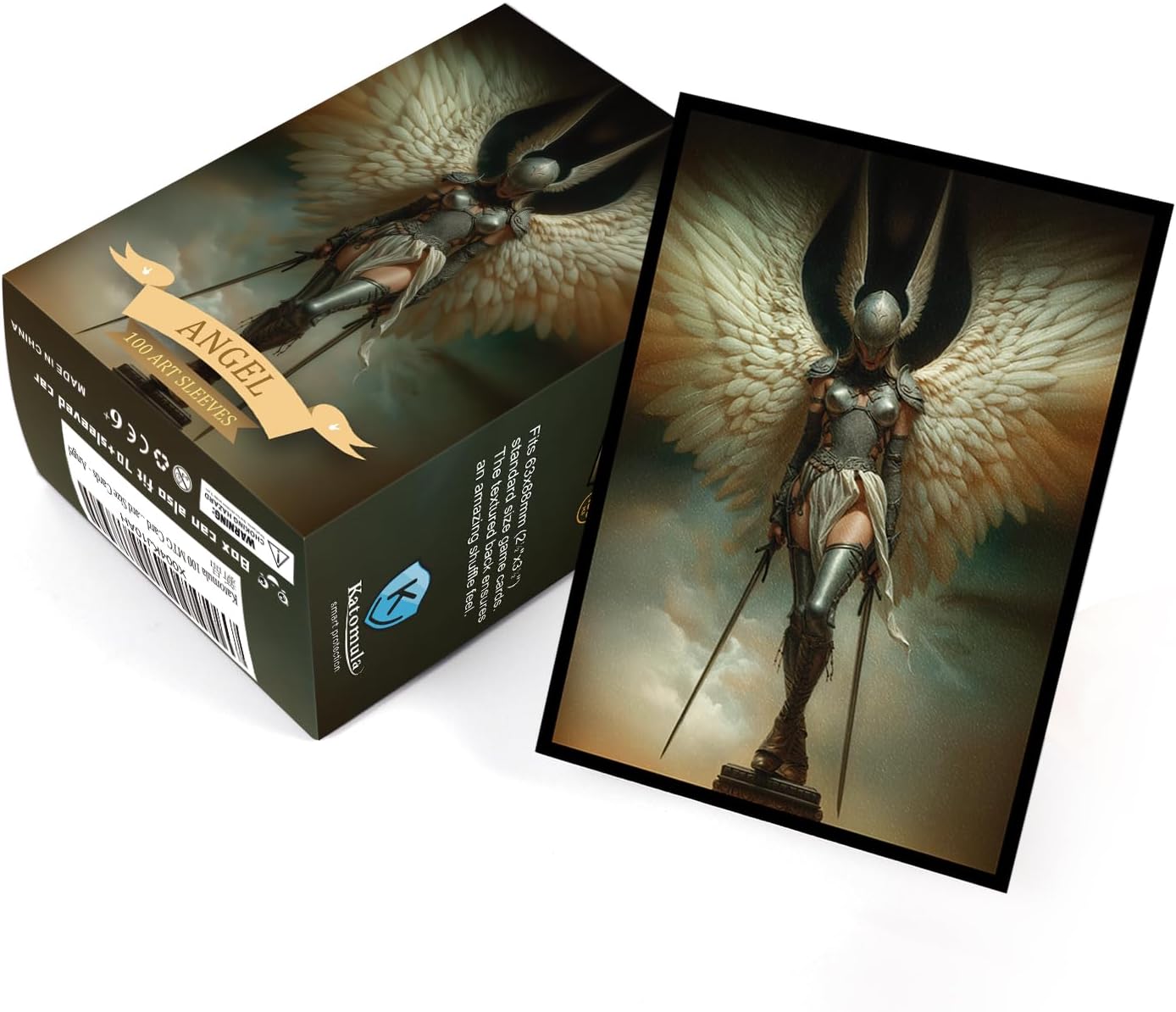 100 MTG Card Sleeves with 100 Inner Sleeves, Textured Back Art Sleeve, Fit Standard Size Cards - Angel