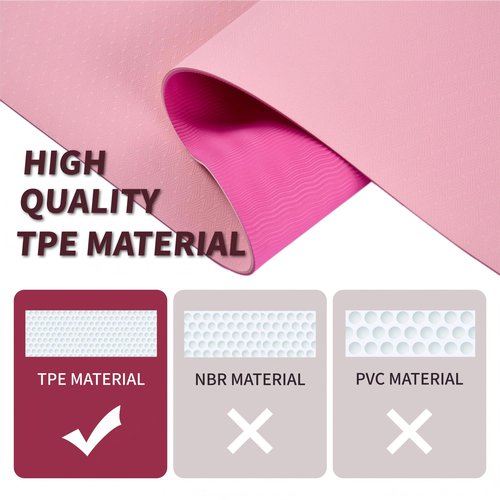 Furrnook Non-Slip TPE Yoga Mat for Women & Men, 72"x24" Extra-Long Pilates Mats for Hot Yoga, HIIT, Floor Workouts, Lightweight Eco-Friendly Fitness Mat with Dual Grip (Pink)