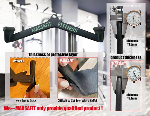 MARSAFIT Home Gym Fitness Rowing T-bar V-bar Pulley Cable Machine Attachments, Bicep Curl Tricep Lat pulldown Bar Back Strength Training Handle Grips Lat Pull Down Bar Press Down Exercises (Style 1)