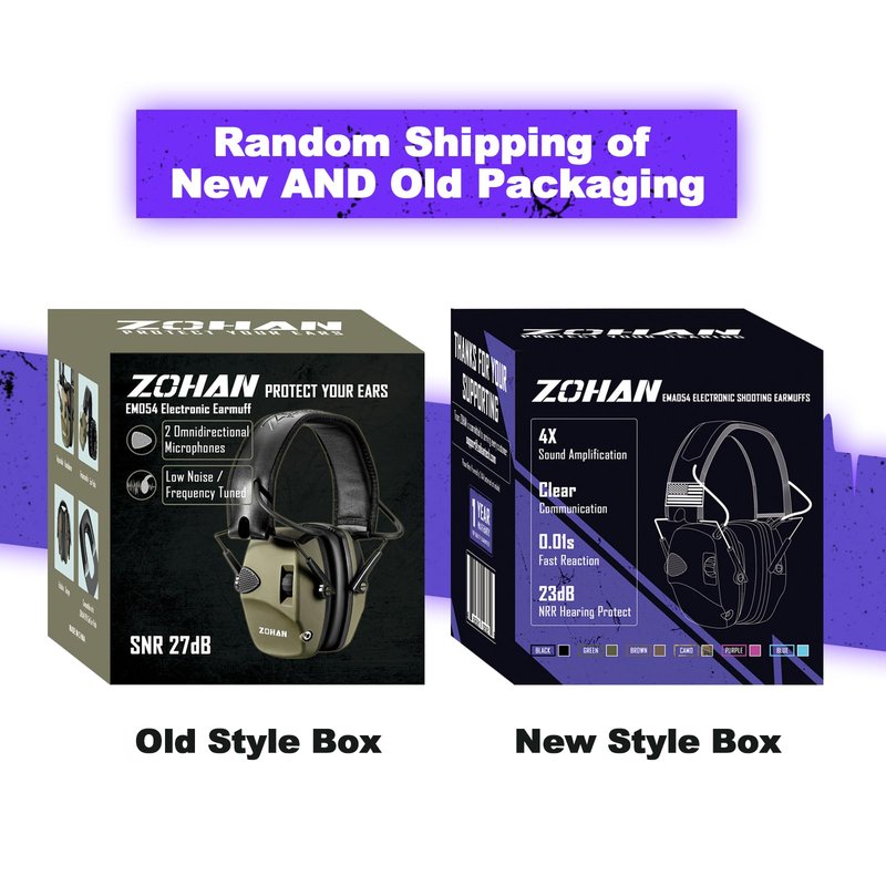 ZOHAN Electronic Shooting Earmuffs Built in Ambient Sound Amplifier, Hearing Protection for Shooters, NRR 23dB Noise Reduction, Ideal Gun Range Ear Protection Headphones for Hunting-Black