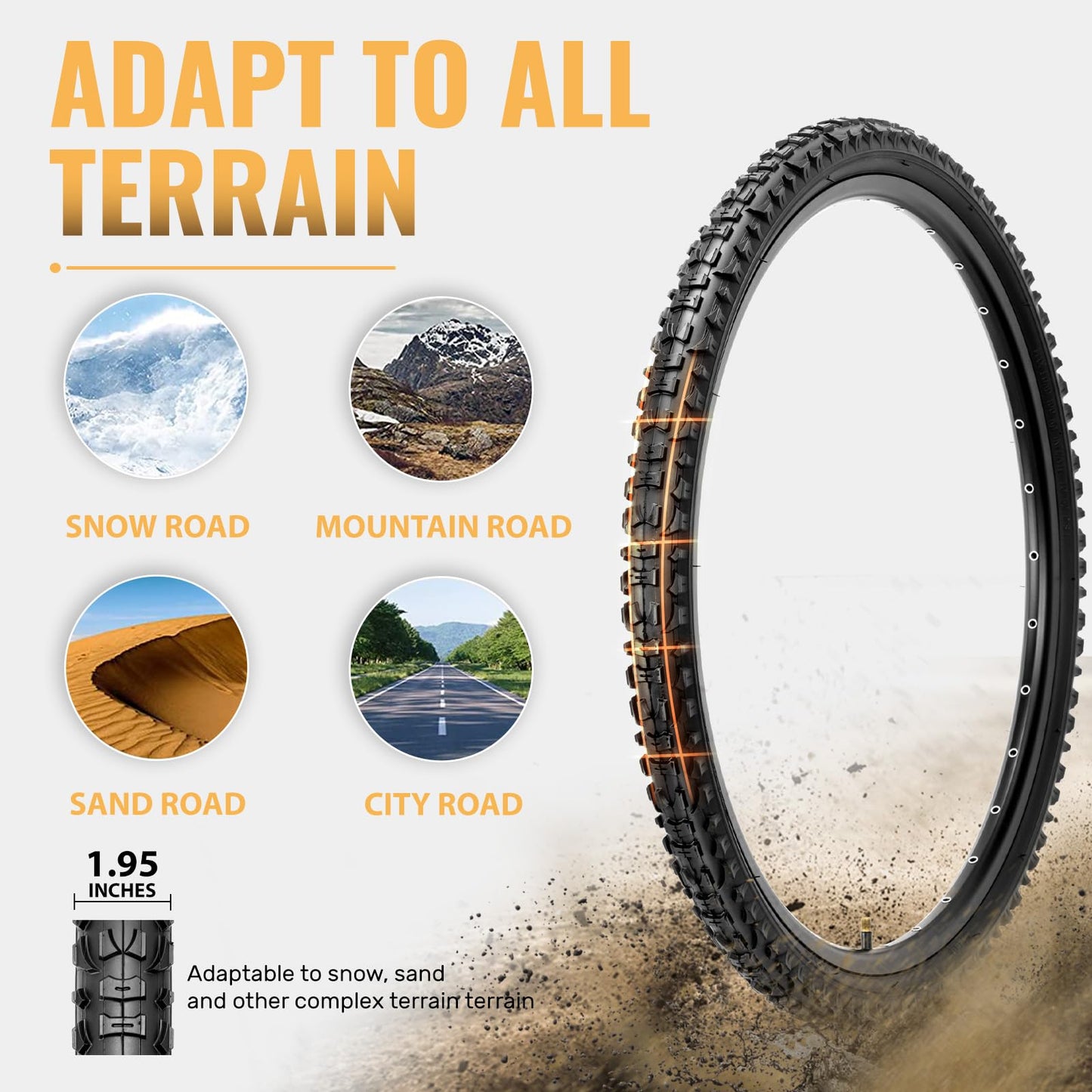 2-Pack Mountain Bike Tires Set: Hycline 26x1.95 Inch (54-559 mm) Folding Replacement Puncture Resistant High-Density Bicycle Tires and Pair Inner Tubes with Tire Levers for MTB Off-Road Bike