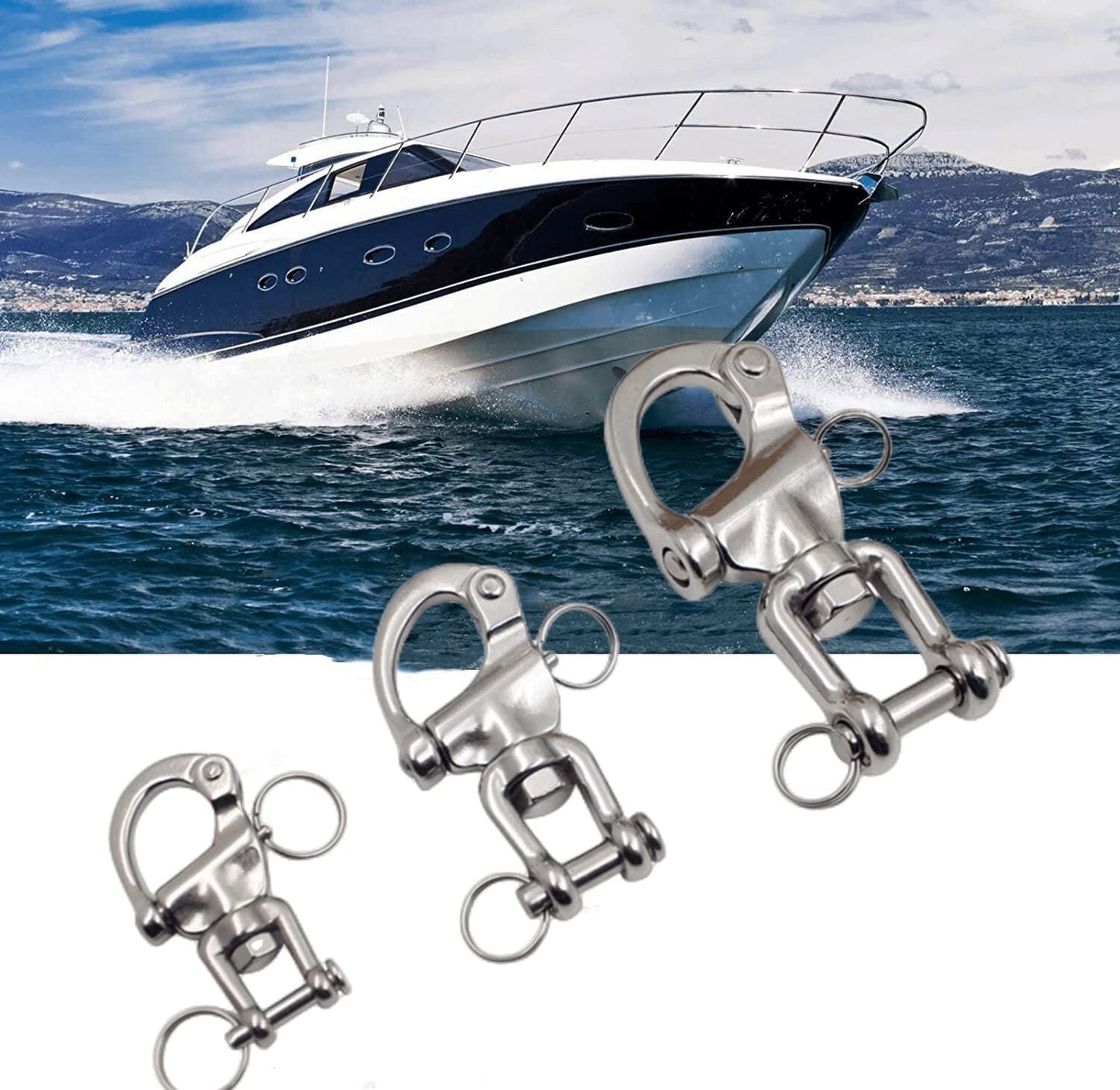 2Pcs Marine Swivel Snap Shackle, 316 Stainless Steel Quick Release Diving Clips Swivel Snap Hook for Sailboat Spinnaker Halyard Yacht