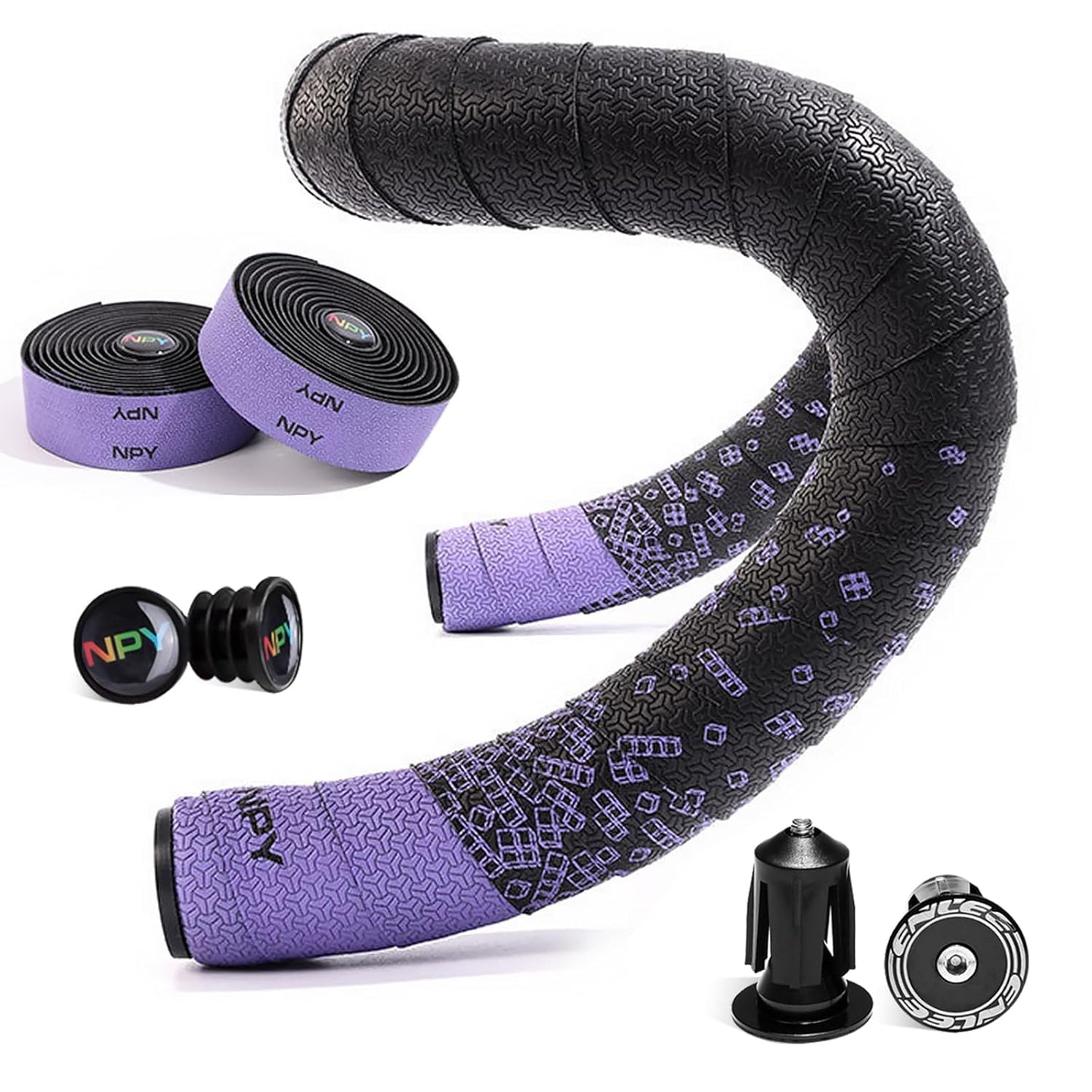 2pcs Bicycle Bar Tape, Bike Handlebar Tape, Road Bicycle Handlebar Tape, Cycling Grip Tape, with 4pcs Handlebar End Plugs, Soft Comfortable, Wear Resistant, Black