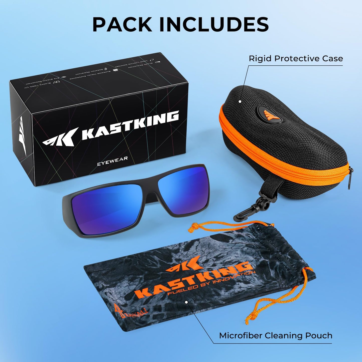 KastKing Iditarod Polarized Sport Sunglasses,PuriVex Protective Lens Coating Fishing Sunglasses,Ideal for Driving Fishing Cycling and Running,UV400 Protection,Durable Grilamid Frame