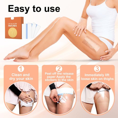 10PCS Hey Nip Thigh Lift Tape, Hey Nip Lift and Glow Patches Legs for Sagging Skin, Invisible Waterproof Adhesive Body Tape, Transparent Lifting Patches for Stomach,Thighs,Arms(1 box)