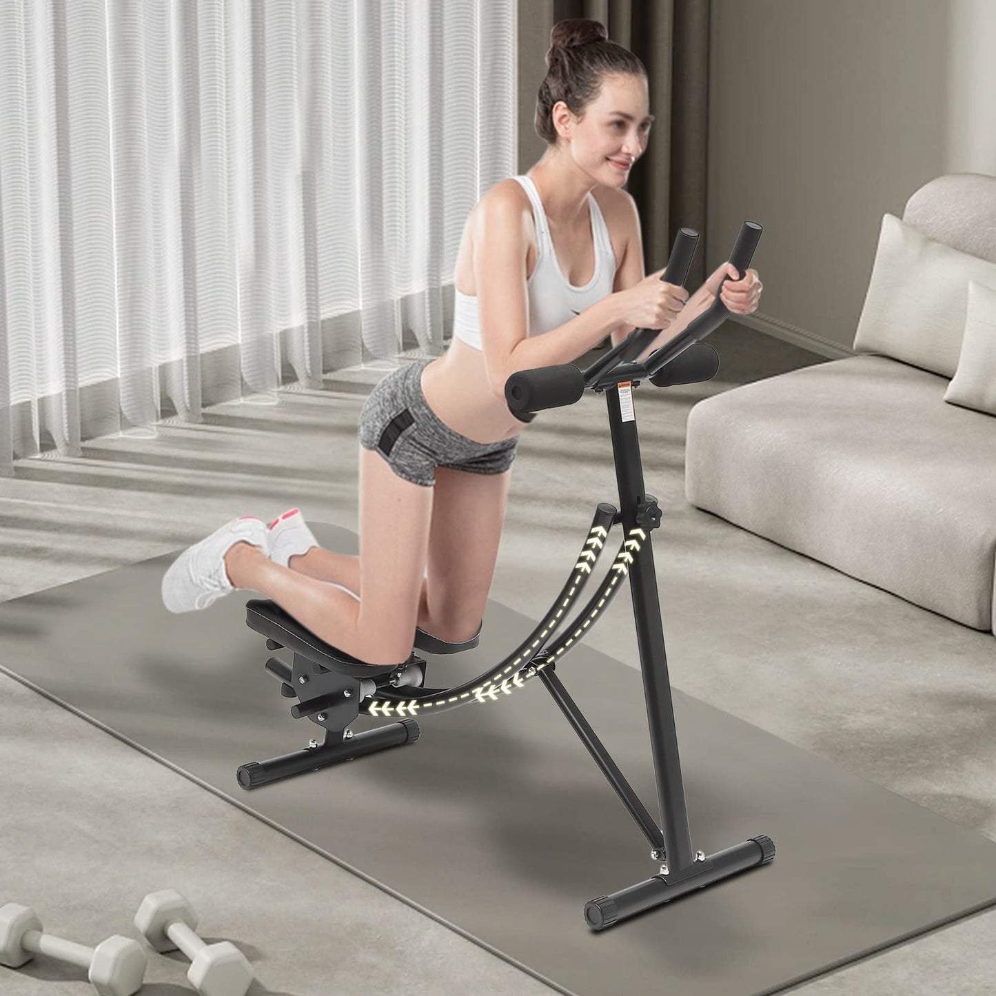 HZOPUTLH Abdominal Machine, Ab Workout Equipment with LED Display Foldable Fitness Equipment Core Workout Equipment Ab Machine for Stomach Workout Gear Adjustment 330lbs Load Black