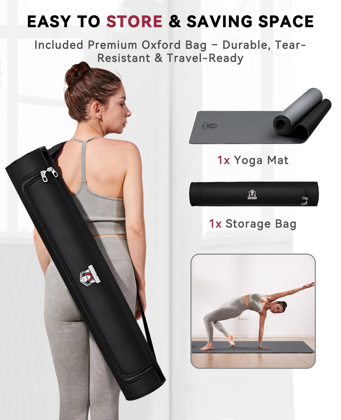HAPBEAR Large Yoga Mat - 72"x30" Extra Wide Exercise Mat, 1/5" Thick Dual Color PVC, Anti-Slip High Cushioning for Yoga, Pilates & Home Workouts - Bonus Mesh Bag