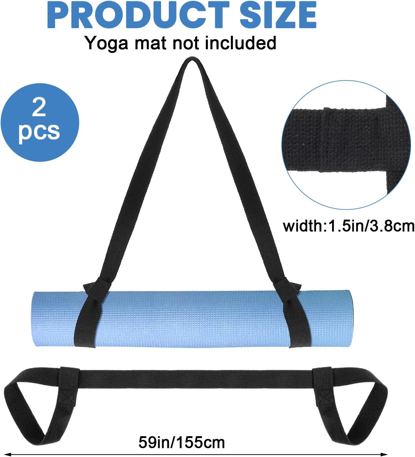2 PCS Yoga Mat Carrying Strap Yoga Mat Sling Mats Slap Band Easy Holder Strap Adjustable Durable Exercise Carrier for Carrying Exercise Mats or Stretching (Black)