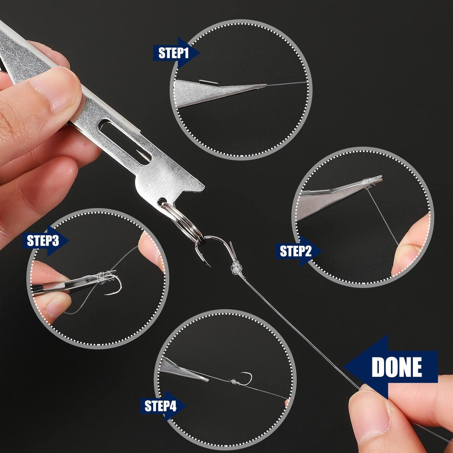 3 Pcs Fishing Line Knot Tyer Quick Tie Fishing Knot Tying Tool Fly Nail Knot Tool Fly Angler Accessories Fly Tying Equipment for Hooks Lures Lines Men, Silver