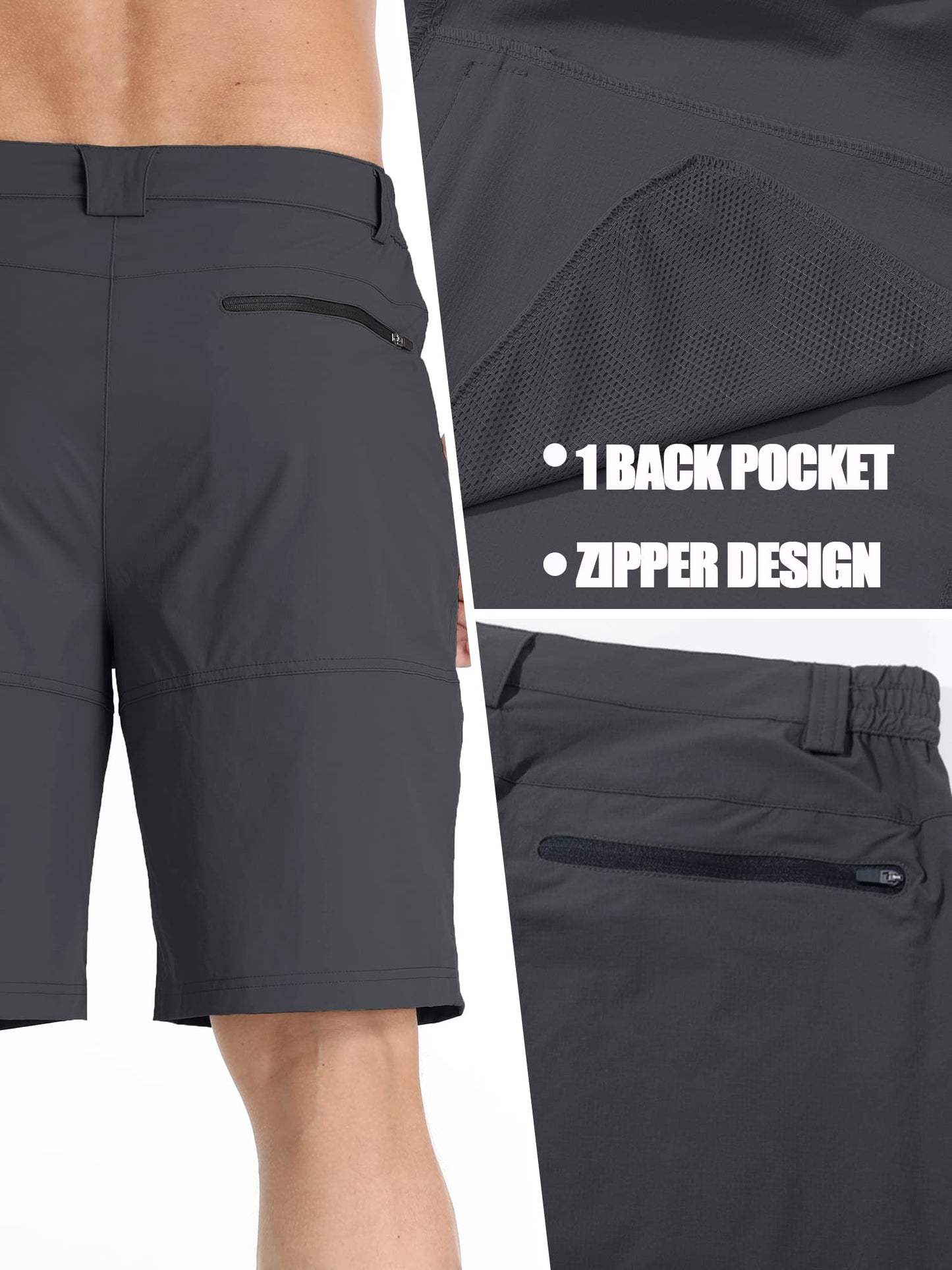 TACVASEN Mens Shorts Casual Golf Dress 10" Summer Cargo Travel Shorts Lightweight Quick Dry Water Resistant Hiking Fishing Dark Gray 32