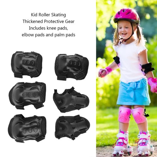 Jwthee 6PCS Kids Knee Pads and Elbow Pads Set for Kids 6-18 Years Old, Kids Protective Gear Set Skate Guards Roller Skate Accessories for Cycling, Inline Skating, Scooter Riding Sports (Black)