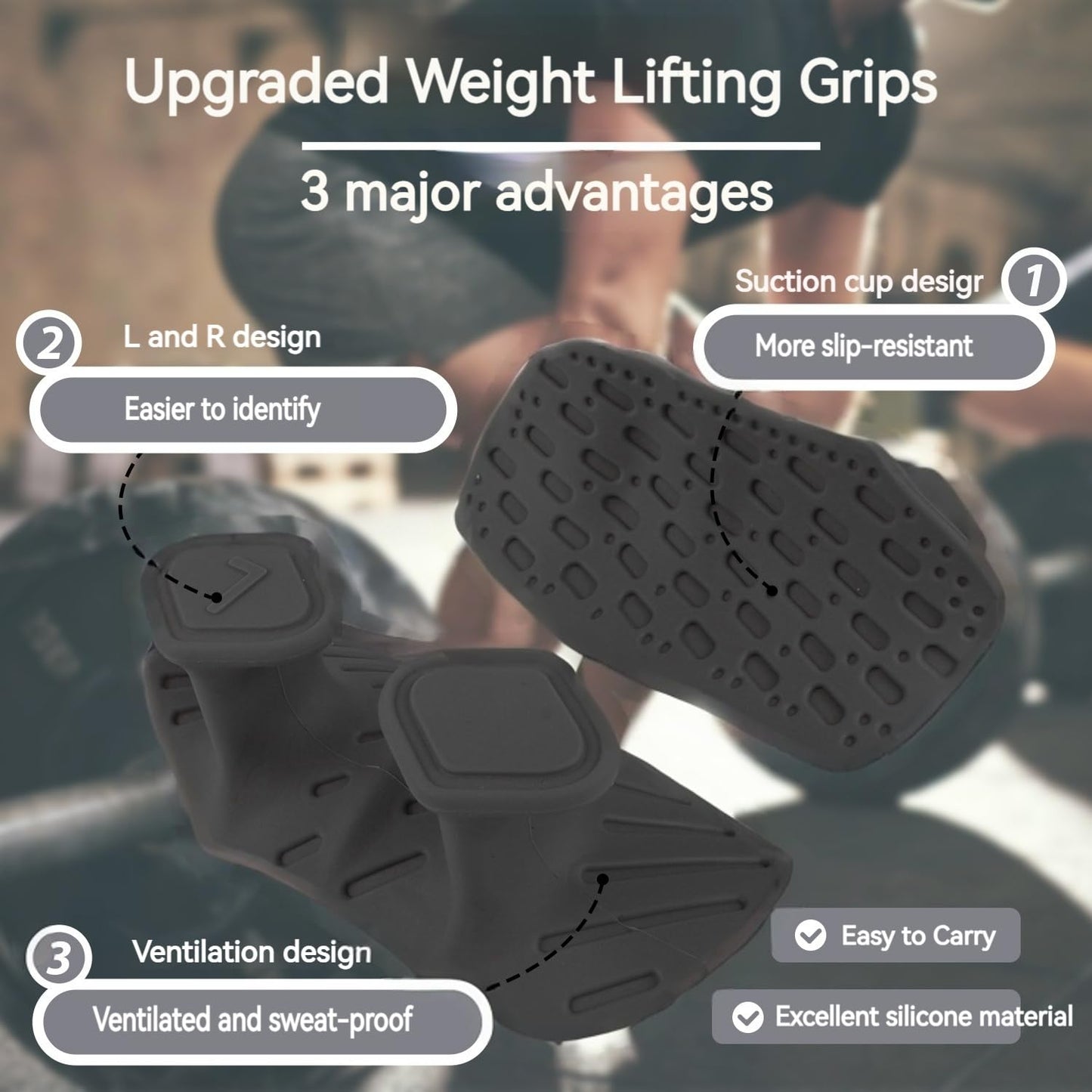 Monattrod Upgraded Weight Lifting Grips for Women & Men - Extra Large & Thick Non-Slip Gym Grips with Cooling Towel, Ergonomic Workout Gloves for Pull-Ups, Dumbbell Exercises (Black)