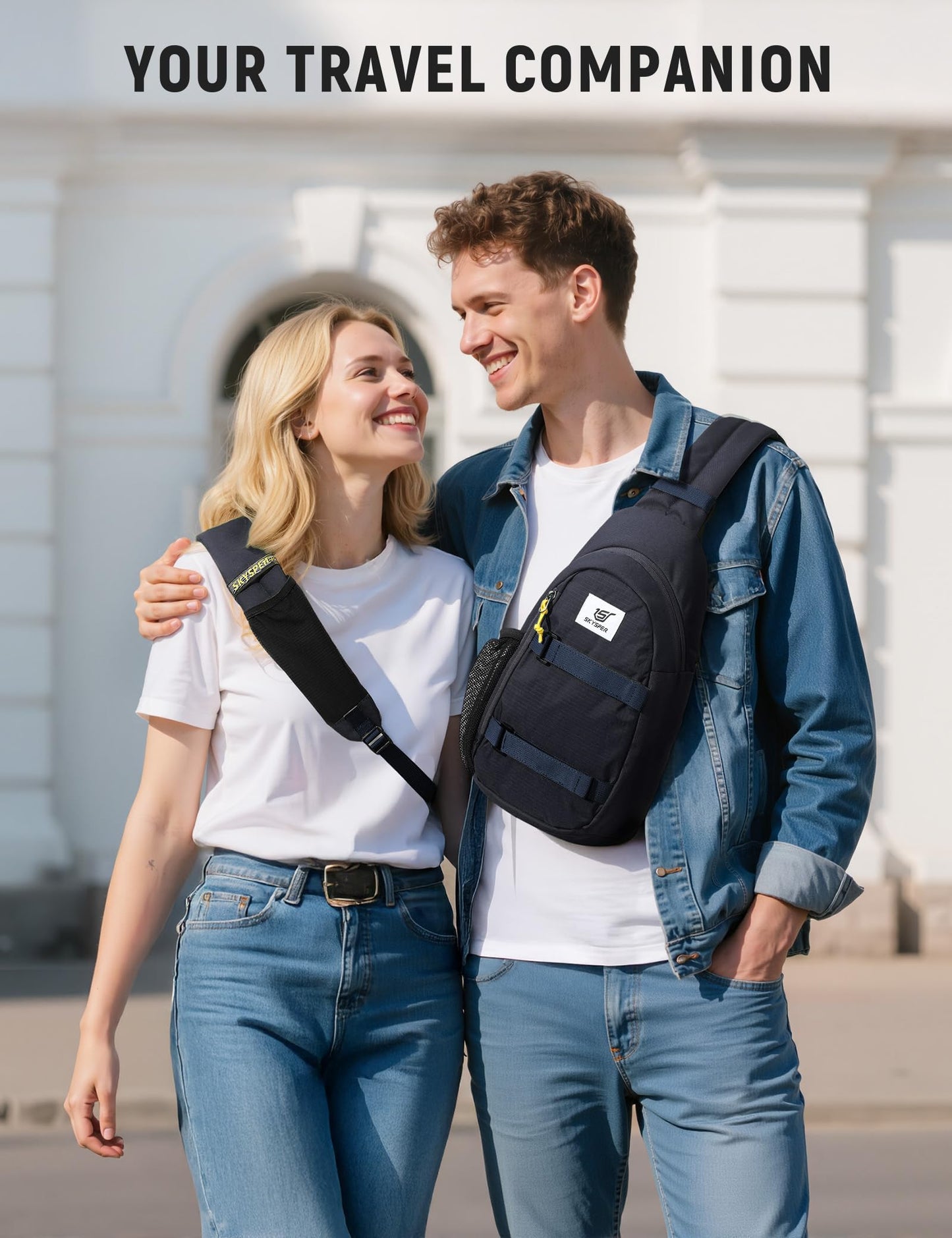 SKYSPER Sling Bag Anti-Theft RFID Crossbody Bag Travel Cross Body Backpack Shoulder Hiking Sling Daypack(Navyblue)