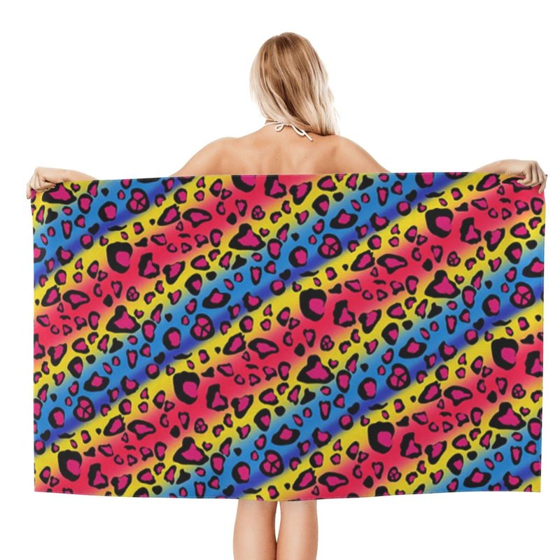 LMKLOP Cute Leopard Beach Towel for Women/Adults, Personalized Microfiber Beach Towels Bulk, Quick Dry Beach Towel for Pool, Lightweight Bath Towels Oversized Clearance 30"x 60"