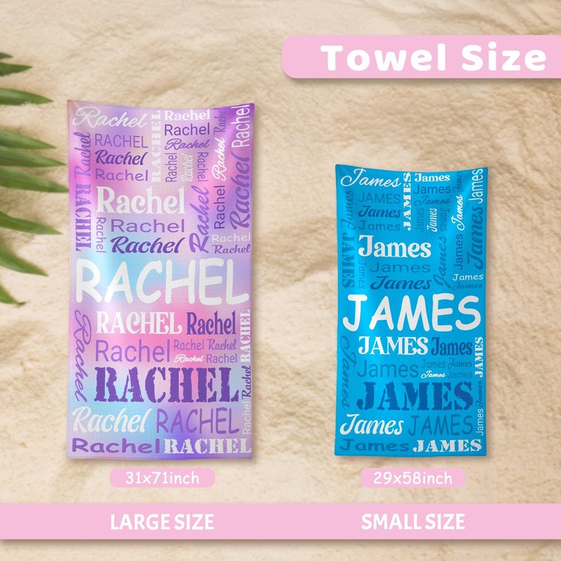 Aurlova Personalized Beach Towels for Kids with Name, Custom Pool Towels for Adult, 2 Size - Standard and Oversized, Quick Dry Towel, Gift for Dad Man Boy